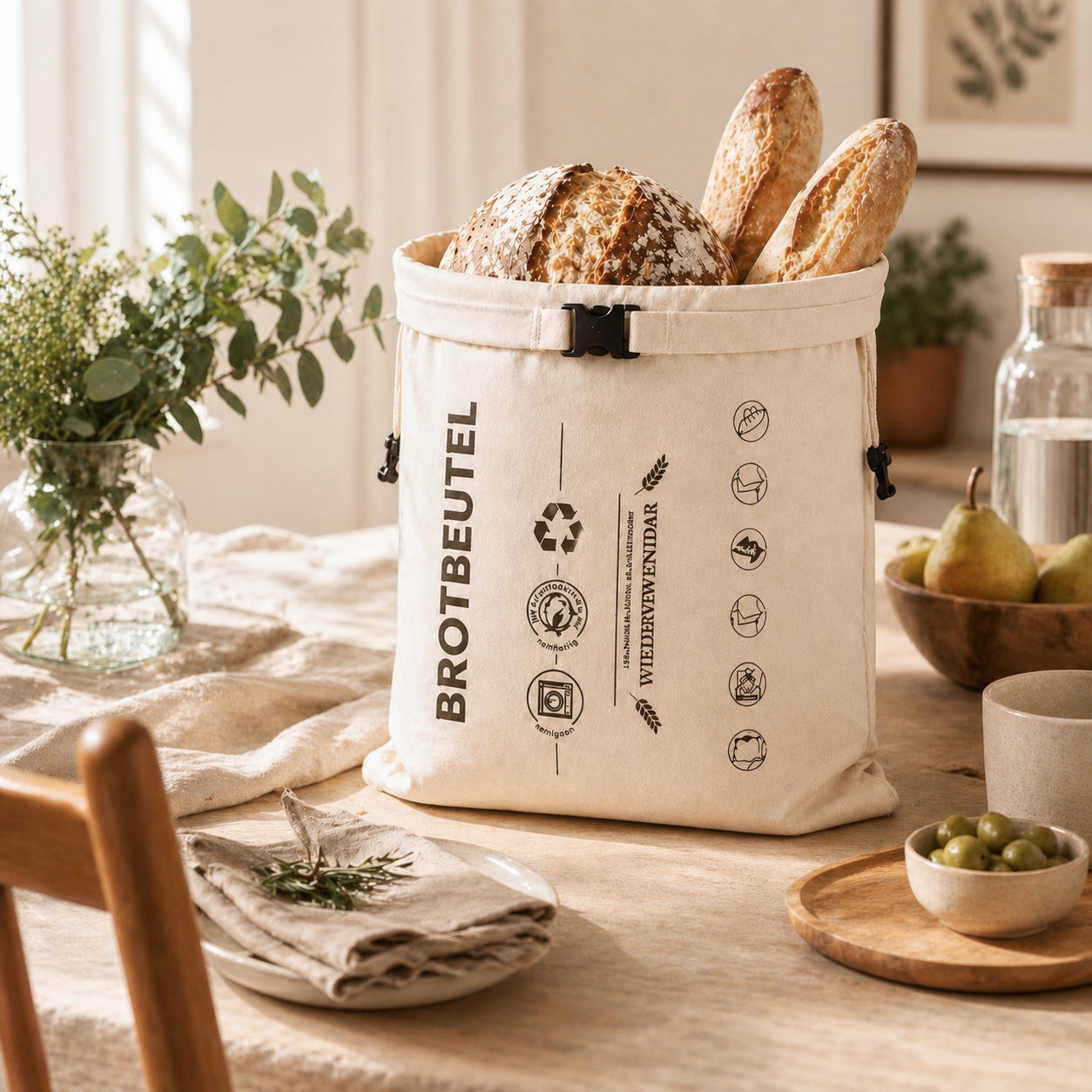 Krustengut- Brotbeutel aus Bienenwachs und Baumwolle